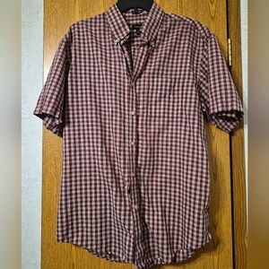 Van Heusen Burgundy Checkered Button Down Shirt Large